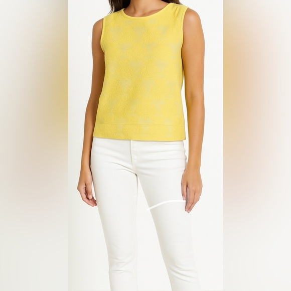 Zara Trafaluc‎ Yellow Jacquard Top Floral Texture Coquettecore Size Small - Picture 1 of 10